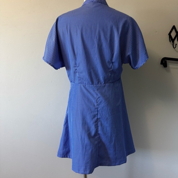 Molly Bracken Blue Striped Mini Dress SZ Large - Picture 2 of 10